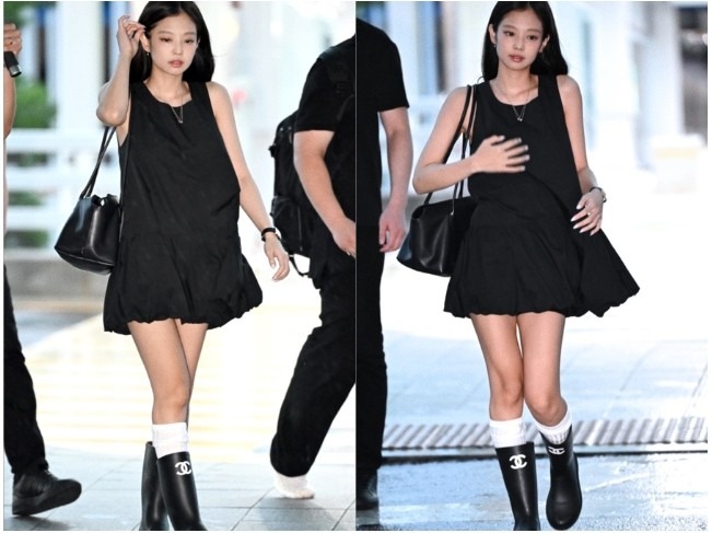 C 샤* CC로고 러버 여성 레인 부츠 블랙핑크 제니
