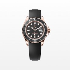 [premium] R 롤렉* 요트 마스터 40mm 오이스터 에버로즈 골드 블랙 다이얼 오토매틱 러버밴드 시계