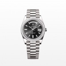 [premium] R 롤렉* 데이데이트 오이스터 화이트 골드 다이아몬드 40mm 블랙다이얼 오토매틱 메탈 시계