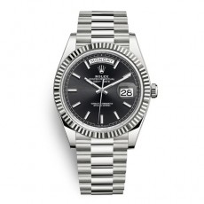 [premium] R 롤렉* 데이 데이트 40mm 플루티드 베젤 블랙 다이얼 오토매틱 메탈시계