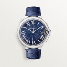 [premium] C 까르** 발롱 블루 드 42mm 블루 다이얼 오토매틱 가죽 스트랩 시계