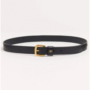 V 발렌티* 브이로고 시그니처 유광 송아지 가죽 벨트 40mm