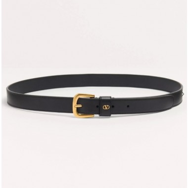 V 발렌티* 브이로고 시그니처 유광 송아지 가죽 벨트 40mm